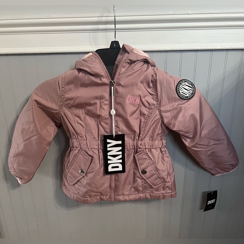 DKNY Little Girls Hooded Fleece Lined Jacket, NWT
